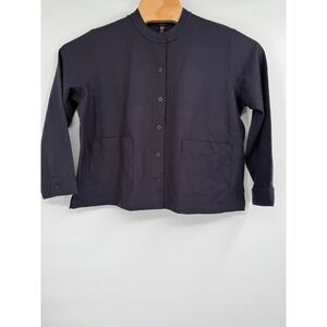 Eileen‎ Fisher Boiled WoolJersey Mandarin Collar Shirt Jacket NWOT Sz XXS